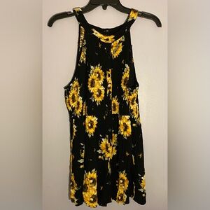 Torrid Black and Yellow Sunflower Blouse